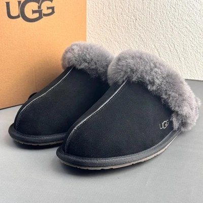 UGG Women's Scuffette II Black/Grey Suede Upper Sheepskin Slippers Shoes US 6-11 - Image 1 of 4