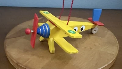 Steinbach Wood Biplane Double Wing Plane, Moving Propeller 4" Ornament Christmas - Image 1 of 4