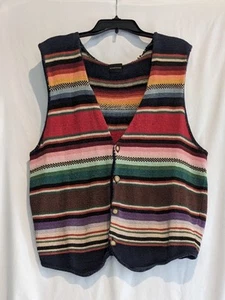 VTG Structure 90's Cotton Mulit- Color Striped Sweater Vest Sz L Indie Retro - Picture 1 of 5