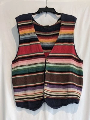VTG Structure 90's Cotton Mulit- Color Striped Sweater Vest  Sz L Indie Retro  - Image 1 of 4