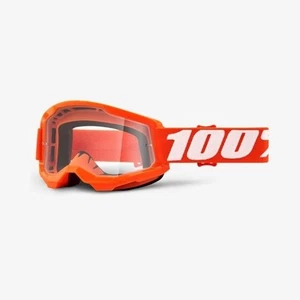 Occhiali da motocross 100% YOUTH Strata-2 MX - arancione fluo con lente trasparente - Foto 1 di 1
