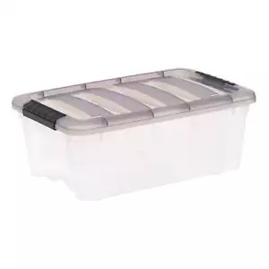IRIS 12.95 Qt. Plastic Storage Bins with Lids, Clear, Latching, Stackable, Totes - Picture 1 of 12
