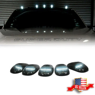 Conjunto de luces LED blancas para techo de cabina ahumada de 5 piezas para camionetas GMC Chevy Ford Foto 1 de 4