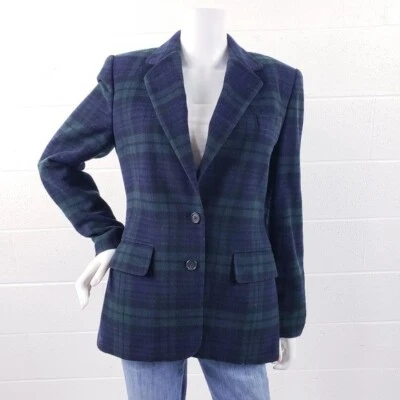 Blazer Ralph Lauren LRL Tartán Cuadros Lana Mezcla Cachemira Verde Azul Para Mujer 6 Foto 1 de 4