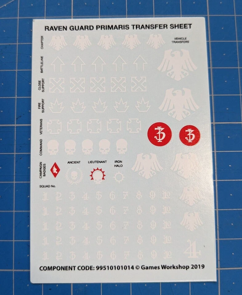 Raven Guard Upgrades Bits Transfer Sheet Decals Primaris Space Marines RG Bitz - Photo 1/1