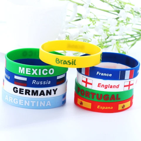 Qatar World Cup 2022 Football Soccer Silicone Unisex Sports Bracelet Wristbands Cover