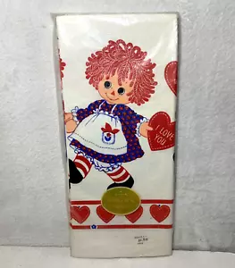 Vintage Raggedy Ann Hallmark Table Cover Paper 60"x102" Valentine's Day Sealed - Picture 1 of 5