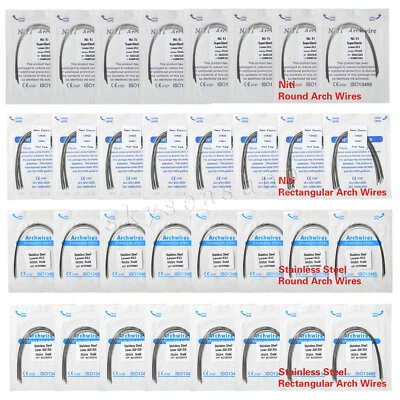 SKYSEA Dental Arco de Alambre Super Elástico Niti/Acero Inoxidable Redondo/Rectangular