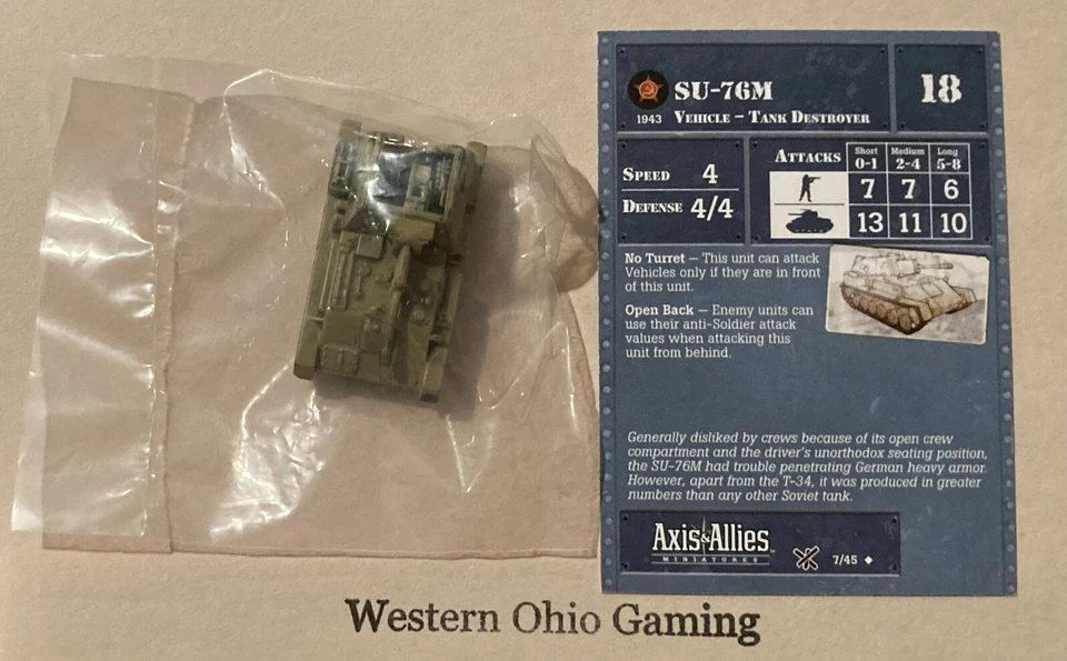 Axis & Allies Miniatures D-Day SU-76M #7/45 NEW A&A Minis - Image 1 of 1