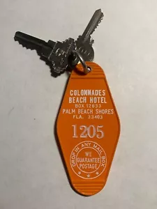Colonnades Beach Hotel Motel Habitación Llavero y Llave Palm Beach Shores FL #1205 RARO - Imagen 1 de 2
