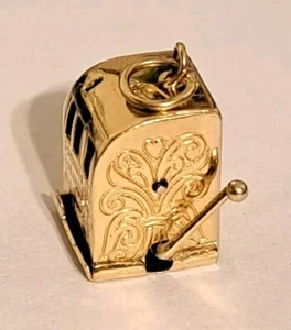 Vintage 14K Gold ~ 3D Spielautomat ~ Anhänger Charm FUNKTIONIERT! - Bild 1 von 11