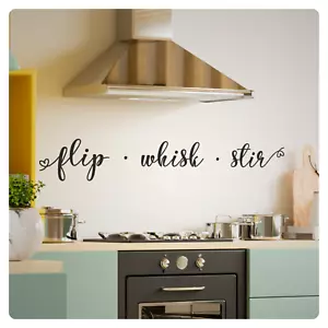 Flip Whisk Stir Family Kitchen Wall Decal Sticker Quote Home Vinyl Decor - Picture 1 of 6