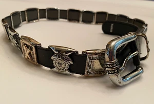Vintage MEDUSA HEAD Black BELT Sliding Silver Concho MEDIUM Fit 29-31" Waist - Picture 1 of 13