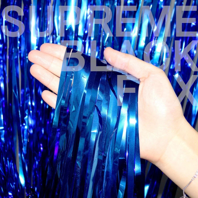 3 Metallic Blue Foil Fringe Curtain Backdrop Party Decor Photo Support 3ft x 8ft - Image 1 of 4