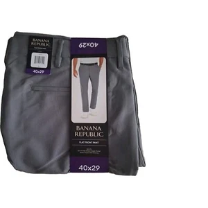 Banana Republic Men's Flat Front Pant Slim Fit Stretch Fabric Gray Size 40x29 - Picture 1 of 4
