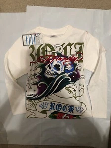 New Ed Hardy Kids Long Sleeves Shirt Pullover Size 2 Child Skull Rock - Picture 1 of 8