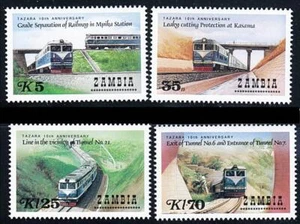 ZAMBIA 1986 TAZARA RAILROAD SC#363-66 MNH TRAINS, BRIDGES 💲FREE SHIPPING💲 - Picture 1 of 1