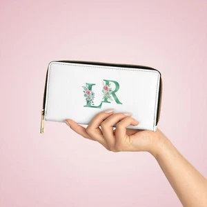 Personalisierte Geldbörse mit Blumenmuster und Reißverschluss - Bild 1 von 5