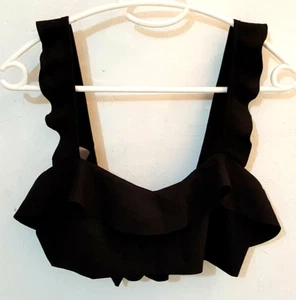 Top corto ADIKA talla S cami con volantes correas ajustables lazo trasero negro - Imagen 1 de 5