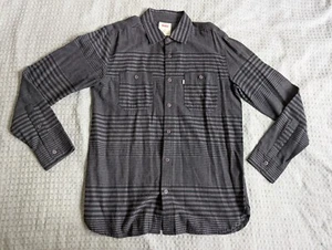 Levi's Shirt Men Medium Black Gray Check Brushed Cotton Button Up Long Sleeve - Picture 1 of 12