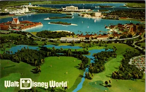 ORLANDO - WALT DISNEY WORLD - BIRDSEYE VIEW OF AMUSEMENT PARK - CARTOLINA VINTAGE - Foto 1 di 2