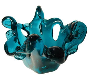 Murano Stil Pfau blau weiß Kristall Wasserfluss Bonboniere - Bild 1 von 12