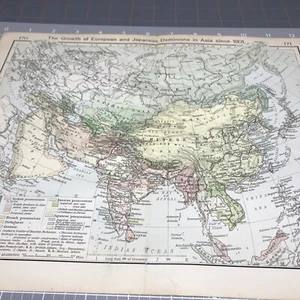 Growth European Japanese Dominions Asia 1910's Historical Vintage Map Wall Art - Picture 1 of 9