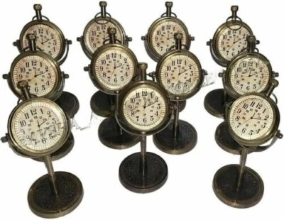 Lot Of 10 Pcs Vintage Nautical Brass Antique Collectible Desk Clock Decor Gift - Image 1 of 4