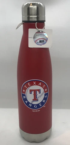 MLB Texas Rangers Water Bottle 17oz. Stainless Steel Licensed NEW Cover