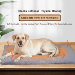 Self Heating Pets Dog/Cat Pad Thermal Mat Blankets Fluffy Plush Soft Warming Bed - Picture 1 of 20