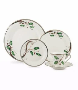 Lenox Holiday Nouveau Platinum White Christmas 5pc Dinnerware for 1 New - Picture 1 of 5