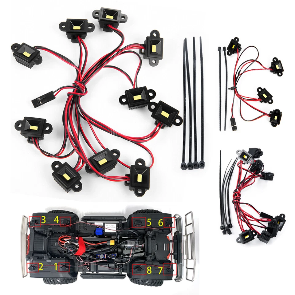 LED Rock Light Kit 4/8/10Lamp For 1/10 Traxxas TRX-4 TRX4 TRX-6 TRX6 Accessories - Image 1 of 1