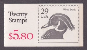 US Scott BK174 MNH 1991 $5.80 Booklet 2 Panes 10x29¢(2484a) Wood Duck P#2222 - Picture 1 of 2