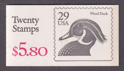 US Scott BK174 MNH 1991 $5.80 Booklet 2 Panes 10x29¢(2484a) Wood Duck P#2222 - Image 1 of 2