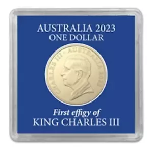 2023 Australia $1 Uncirculated Coin in Royal Blue Case - King Charles Effigy - Picture 1 of 4