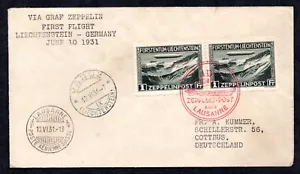 LIECHTENSTEIN A ALEMANIA 1931 ZEPPELÍN PRIMER VUELO 10 DE JUNIO 1931 LAUSANA - Imagen 1 de 2