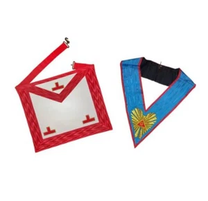 Worshipful Master Set - 3 Taus Apron + Collar - Ancient Accepted Scottish Rite ( - Picture 1 of 3