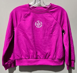 Cat & Jack Large 10/12 HERE FOR THE MEMORIES Crewneck Holiday Magenta Sweatshirt - Picture 1 of 6
