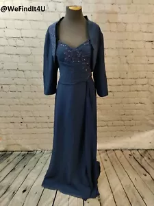 D49 SERENA LONDON 17720 GRÖSSE 16 MARINEBLAU FORMELL SCHWARZ KRAWATTE KLEID - Bild 1 von 8