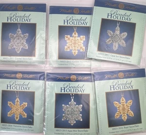 Mill Hill 2020 Glass Stitch Beaded Holiday SNOWFLAKE Ornament Set Of 6 Kits - Picture 1 of 8