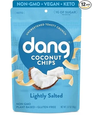 Dang - Toasted Coconut Chips - Lightly Salted - Case Of 12 - 3.17 Oz.  Foto 1 de 3
