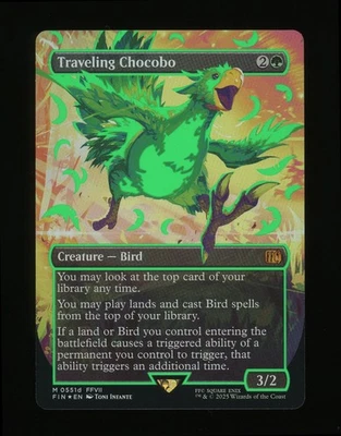 Traveling Chocobo (Borderless) (Neon Ink Green) - MTG Final Fantasy - Image 1 of 4