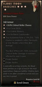 DIABLO 4🔥TEMPORADA 9🔥PANTALONES LUNA SANGRE PANTALÓN ÚNICO🔥 4GA - ASPECTO MÁXIMO 7-50% - Imagen 1 de 1