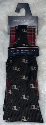 TOMMY HILFIGER Royal Stewart Pajarita Preatada Cuadrada Bolsillo Conjunto Seda Nuevo con Etiquetas Foto 1 de 3