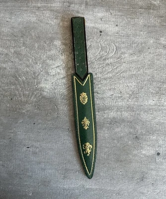 Abridor de letras florentino italiano vintage con escudo heráldico y funda de cuero Foto 1 de 4