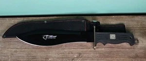 QUICKSILVER 15" BOWIE MESSER rostfrei TANTO Klinge + SCHEIDE gummierter Griff NEU - Bild 1 von 10