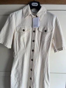 NEW!! & Other Stories Cream Thick Textured Cotton Mini Shirt Dress 10 S - Picture 1 of 17