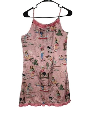 Vestido sin mangas Nick & Nora rosa estampado de vaqueras talla XL Foto 1 de 4