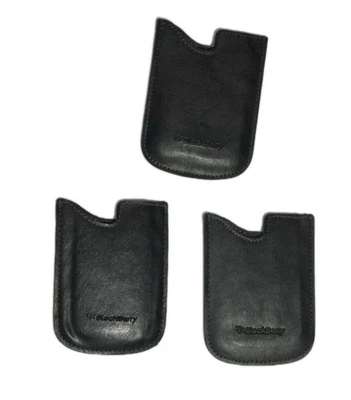 3 soportes originales para teléfono celular móvil RIM Research Blackberry de cuero negro Foto 1 de 4