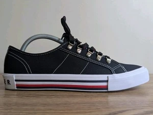 Tommy Hilfiger Women’s Casual Sneakers Shoes Black Canvas Low Size 10M New - Picture 1 of 16